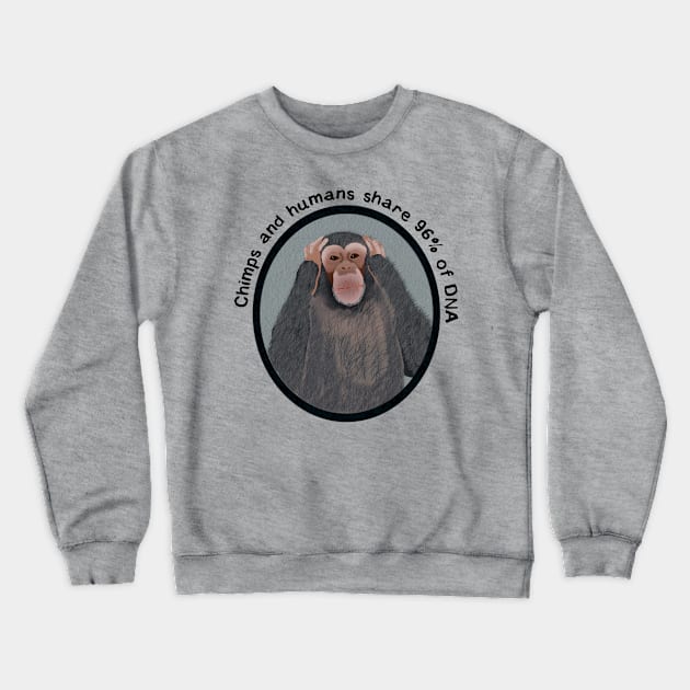 Chimps and Humans Crewneck Sweatshirt by ahadden